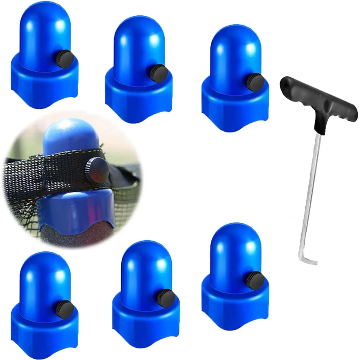 1.5" Diameter Trampoline Enclosure Pole Caps Replacement with Screw Thumb for Trampoline Net Hook Safety Trampoline Pole Caps