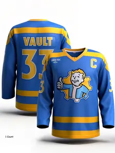 Men's Ice Hockey #33 Blue Jersey, Breathable Sportswear for Sports Clubs & Schools, Loose Fit Design for All-Season Use