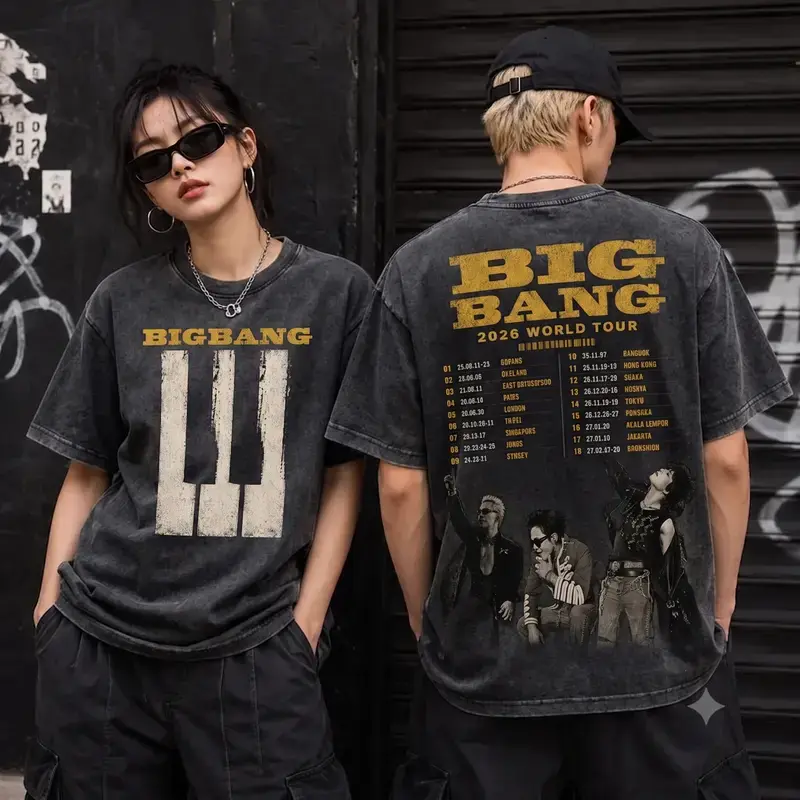 2026 BigBang World Tour Shirt, 20th Anniversary Kpop Concert Tee, Front and Back Vintage Black Graphic T-Shirt, Unisex VIP Fan Gift