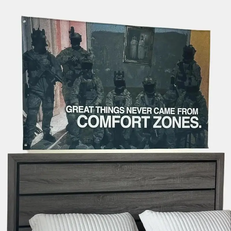 No Comfort Zones Motivational Flag college flag Banners Room Decor Tapestry Wall Mural Wall Hanging Tapestry
