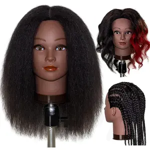 Mannequin  With Human Hair,16",Braiding Styling Doll ,Beauty School Manikin ,Curling Dyeing Hairdresser Practice