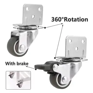 4 pieces of universal rotating heavy-duty furniture wheels with/without brakes, Lockable wheels, silent hand push wheels, 20kg silent rotating wheels, used for moving furniture chairs, baby crib cabinets, soft rubber universal wheels, including screws
