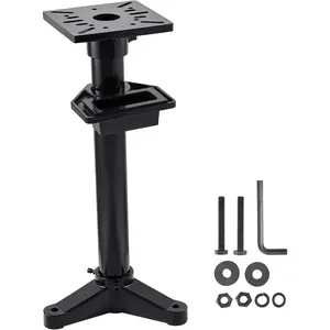 VEVOR Bench Grinder Stand, Heavy-Duty Bench Grinder and Vise Floor Pedestal with 10.6" x 10.6" Mounting Plate, Pre-Cut Mounting Slots & Water Pot, Compatible with Most Bench Grinders