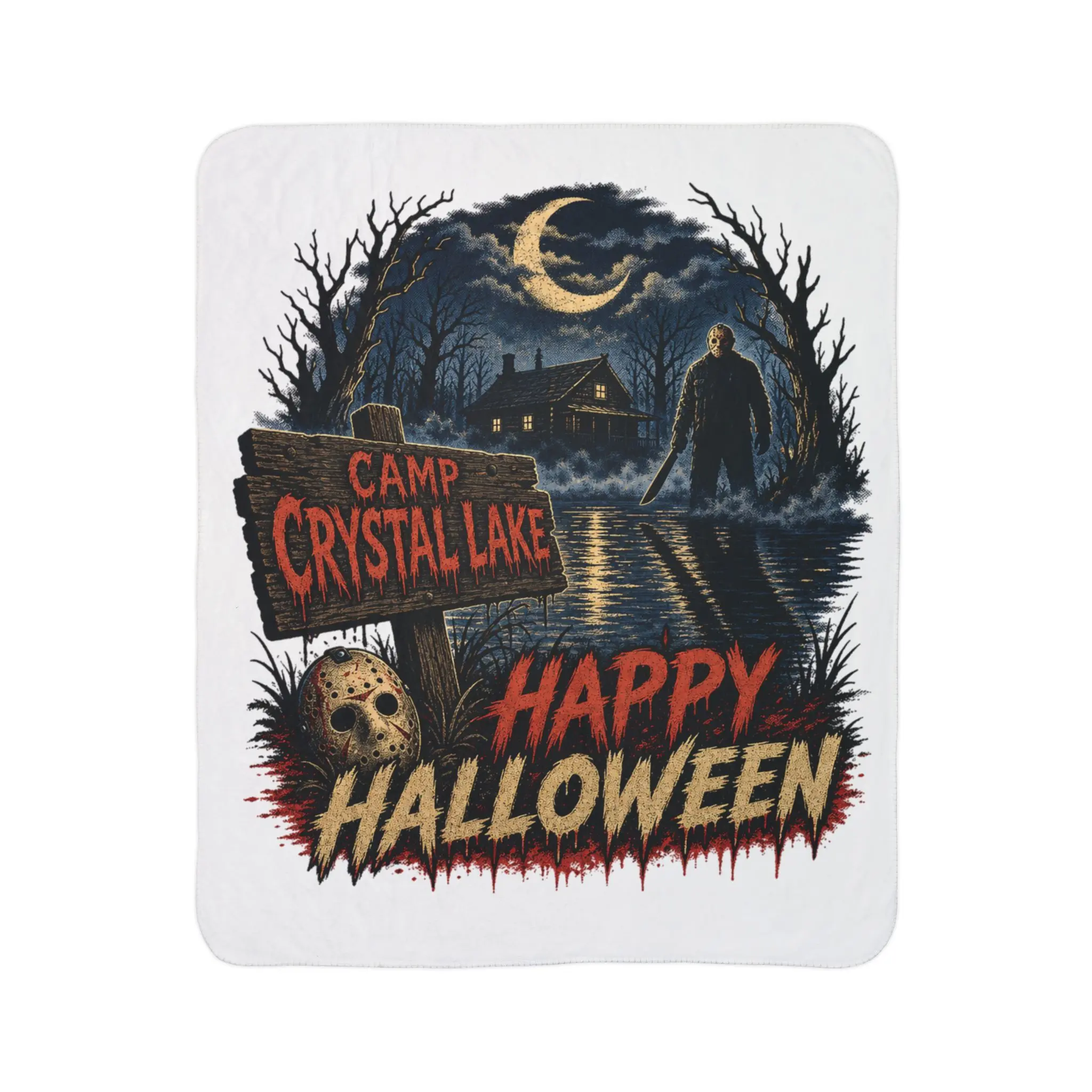Camp Crystal Lake Halloween Blanket | Fleece Sherpa Blanket
