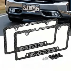 For Toyota car license plate frame, license plate holder, carbon fiber texture, unisex, sparkling car logo, metal frame