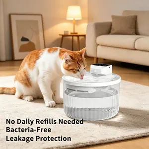 2L Transparent Wireless Pet Water Fountain - Motion-Sensor, Rechargeable Water Dispenser for Cats and Dogs