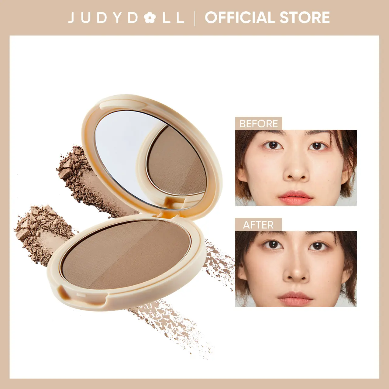 JUDYDOLL 2 Shades Contour Palette, Sculpting & Defining, Blendable, Natural Contour, Long-Lasting, Lightweight, Face Shaping, Makeup, Refresh Look, Summerwins