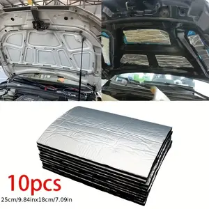 10pcs Car Engine Hood Sound Deadener Pad, Noise Reduction Insulation Thermal Padding with Adhesive, 5mm Thick, Universal Fit for Cars and Trucks