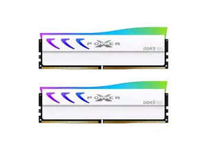Silicon Power DDR5 32GB (2x16GB) Storm RGB 6000MT/s (PC5-48000) 288-pin CL36 1.35V UDIMM Desktop Memory Module RAM SP032GXLWU60FFDL White