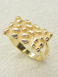 1 PC 14k Lava Texture Statement Ring, Unisex Nugget Craft, Perfect for Street & Music Festivals, Universal Fit