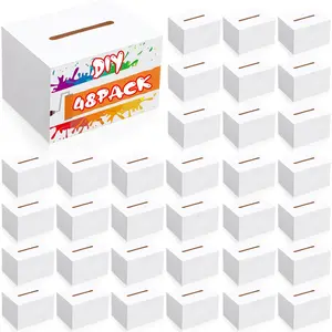 48 Pack Ballot Raffle Box White Suggestions Donations 6 x 4.5 x 4 Inch Cardboard Box for Charity Fundraising Collecting Business Card Voting Contest