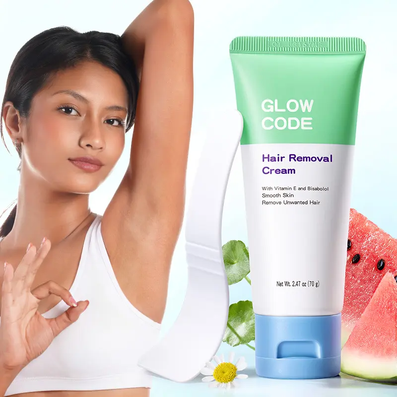 【Deal】Glowcode Hair Removal Cream for Sensitive Skin - Hypoallergenic, Results Up to 7 Days, Easy to use on Arms, Legs, Underarm 70g