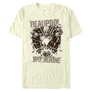 Men's Marvel: Deadpool & Wolverine Grayscale Team T-Shirt