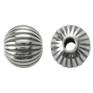 Sterling silver round corrugated seamless bead, choose your size