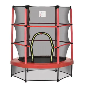 5FT Trampoline with Enclosure Net – Red. Springless Bungee Design. Enclosure Net + PVC Covered Posts. U-Shaped Zippered Door. 99 lbs Cap. ASTM & CPSIA