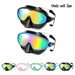 Kids Swimming Goggles with Nose Clip, 2-Pack Wide Vision Mask, have the ear plugs into the goggles，Anti-Fog UV Protection, Leak-Proof, Ages 3-14, Water Sports & Outdoor Fun, Swim Glasses, Swimming Accessories