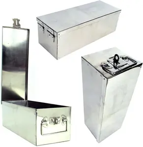 Lock Box with Folding Handle - Durable Metal Storage Chest with Stackable Design to Secure Valuables, Cash, Jewelry, and Weapons by Stalwart (Silver)