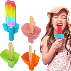 Kids Mess Free Popsicle Holders Silicone Anti Drip Frozen Treat Holder With Suction Straw