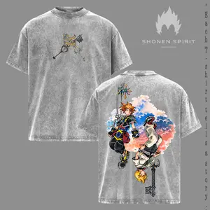 Kingdom Hearts Sora Roxas Duality Graphic Tee, Keyblade Wielder Anime Game Artwork Shirt, Light And Darkness Parallel Character Design T-Shirt, Iconic JRPG Fantasy Streetwear Graphic Tee, Kingdom Hearts Anime Game Unisex Streetwear Top