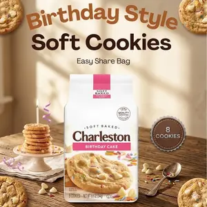Soft Baked Birthday Cake Cookies, White Chocolate Style Chips and Sprinkle Sweet Snack Bag