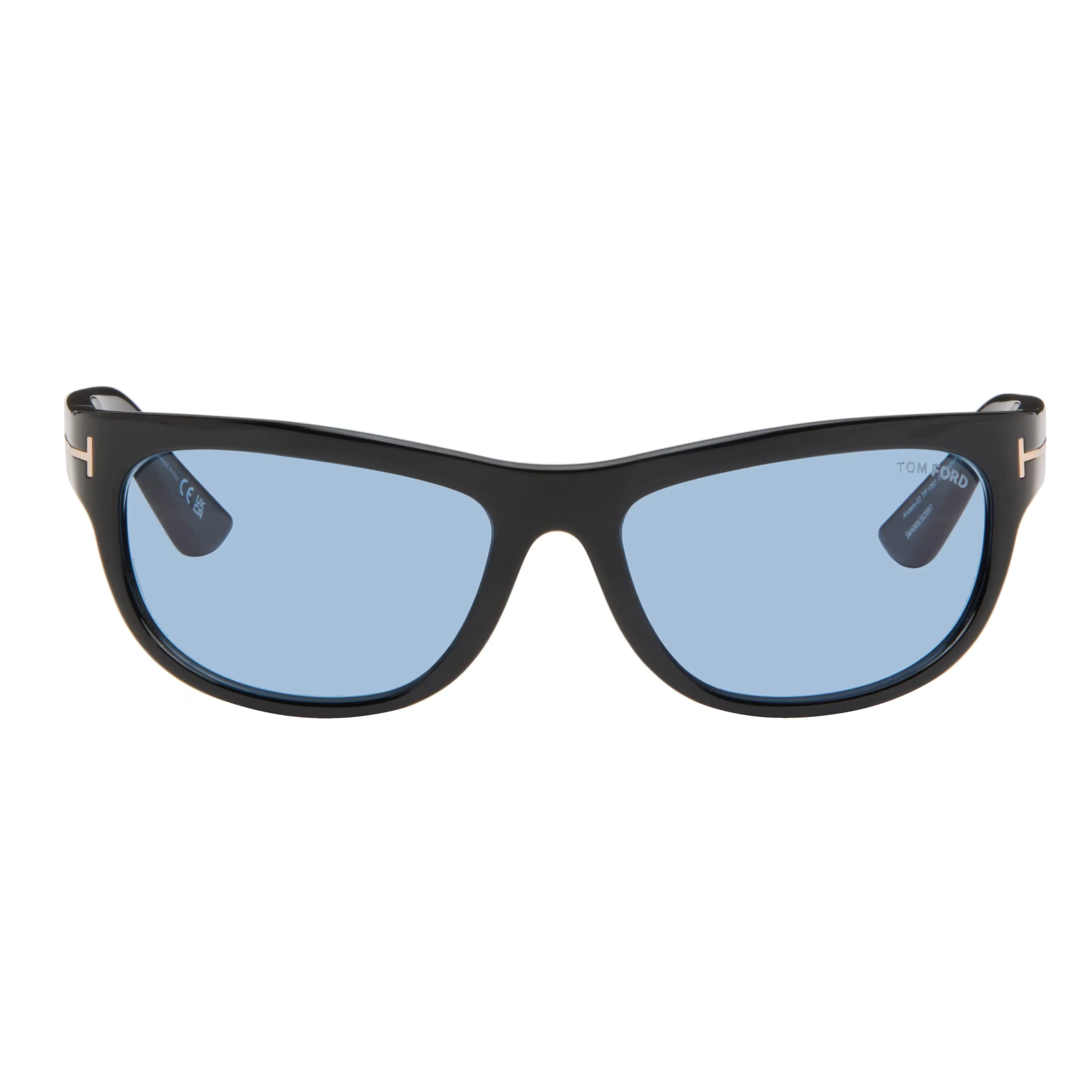 Tom Ford Men's Shiny Black/Blue Anders Rectangular Sunglasses FT1363
