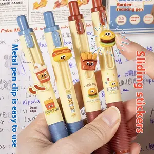 1 Box 4 PCS 0.5mm Neutral Pens Cute Cartoon Erasable Black/blue Fast Drying Smooth Writing Pens Student Writing Stationery Gifts for Children and Friends