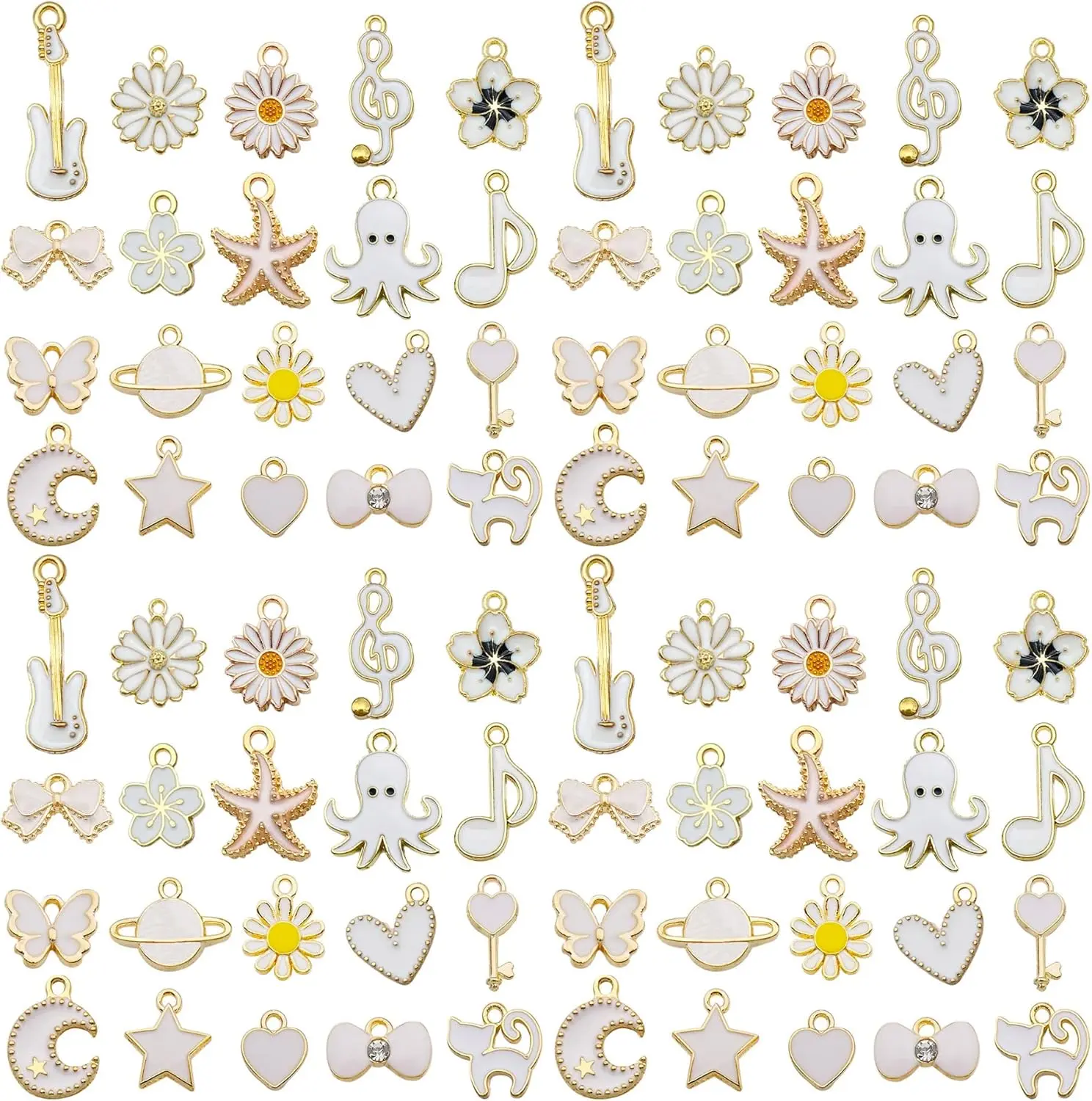 40 count 20 pairs Assorted Enamel Bracelet Charms for  Making DIY Necklace Bracelet Earrings  Crafting Charms Kit Crafts (White-SN997)