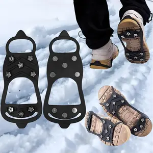 Outdoor Anti-Slip Shoe Covers, Ice Claw Design for Snow Climbing，Cleats with 8 Stainless Steel Spikes,Suitable for shoes of all sizes, Winter Outdoor Anti-Slip Crampons for Walking, Climbing and Hiking