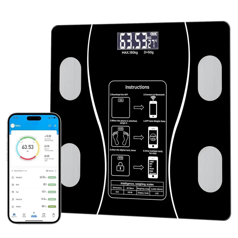 Smart Bathroom Scale for Body Weight, Digital Weighing Scale with BMI, Body Fat, Muscle Mass, Bluetooth Machine for People, Work with App, Compact Size, 400lb sohochic sohochic sohochic sohochic sohochic