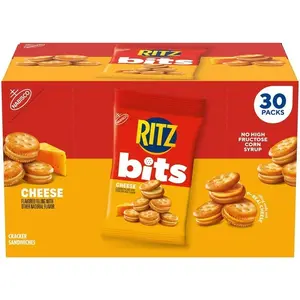 RITZ Bits Cheese Crackers Snack Pack, 30 Count (1.5 oz Each), Bite-Sized Sandwich Crackers