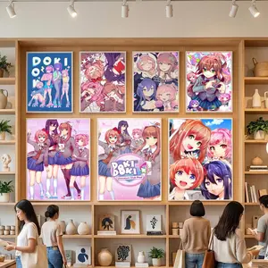 Doki Doki Literature Club! Poster HD Heavy-Duty Self-Stick Waterproof Wall Decor Tool-free durable Conceals wall flaws elevates style for living rooms bathrooms & kitchens