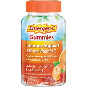 Emergen-C 750mg Vitamin C Gummies for Adults, Immunity Gummies with B Vitamins, Gluten Free, Orange, Tangerine and Raspberry Flavors, Back to School Essentials - 45 Count