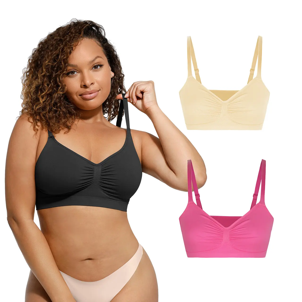 Black & Light Beige & Bright Pink 