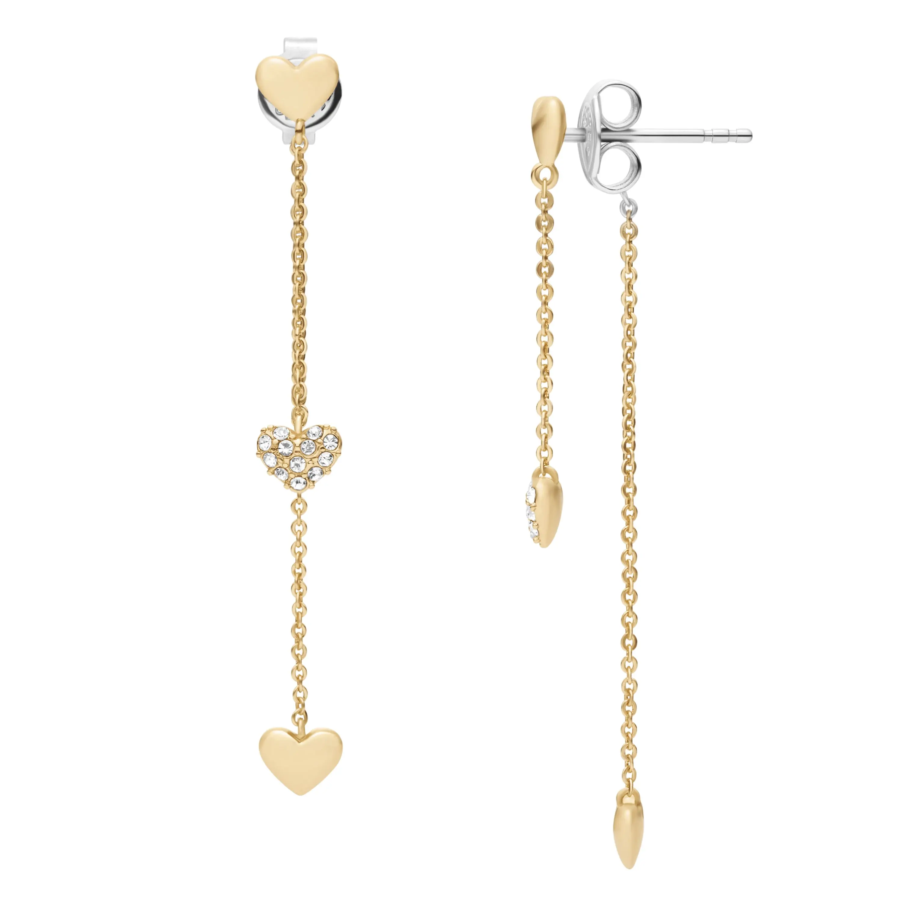 Fossil Women's Sutton Heartbeat Gold-Tone Brass Front to Back Earrings