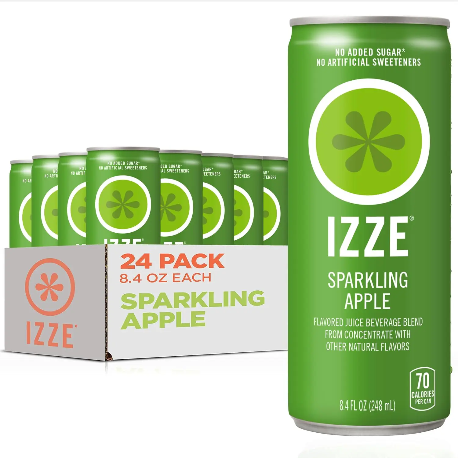 IZZE Sparkling Juice Beverage Blend, Apple, No Sugar Added, 8.4 FL OZ, 24 Cans IZZE Sparkling Juice Beverage Blend, Apple, No Sugar Added, 8.4 FL OZ, 24 Cans