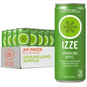IZZE Sparkling Juice Beverage Blend, Apple, No Sugar Added, 8.4 FL OZ, 24 Cans