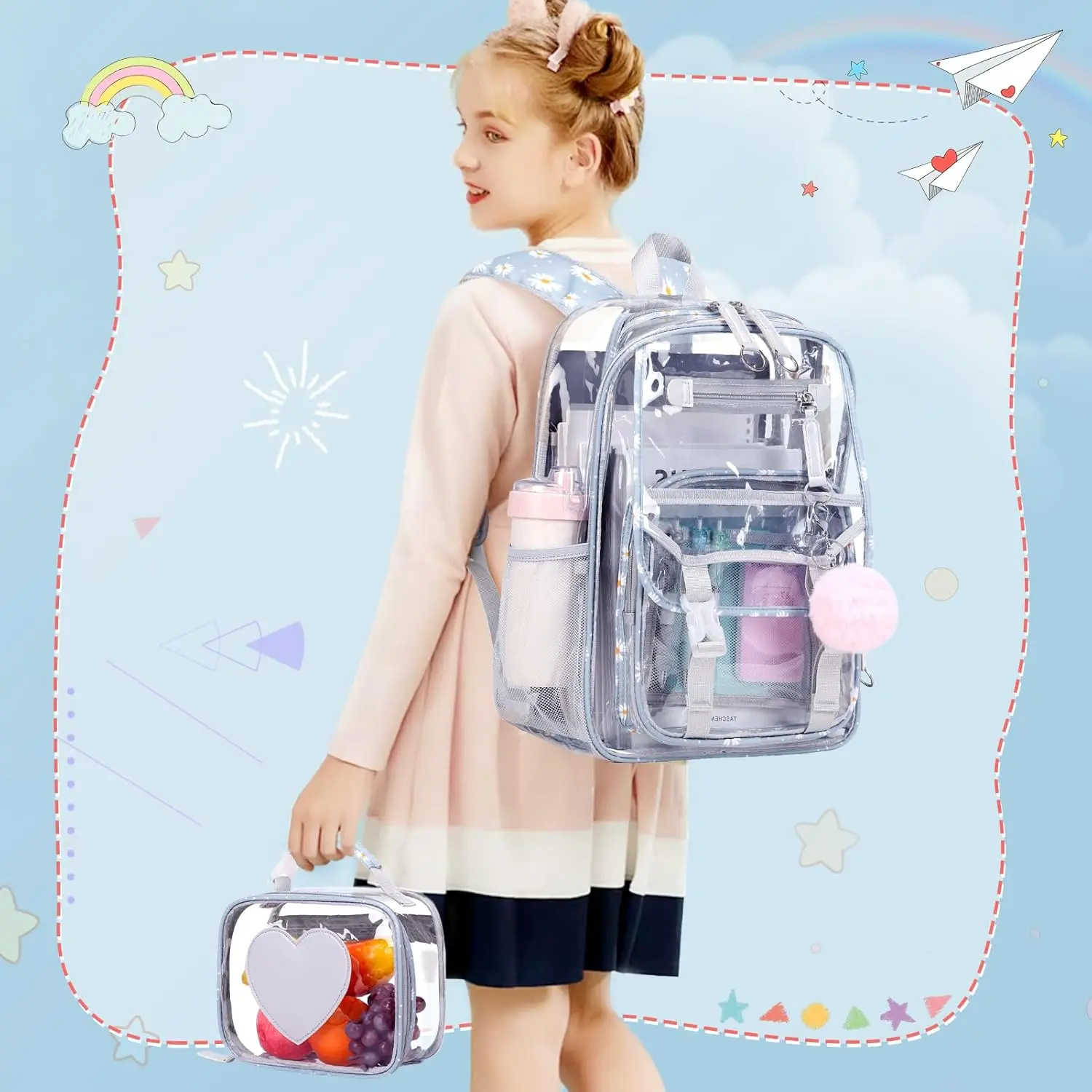 Clear Backpack for Girls, Heavy Duty See Through Daypack, Stadium Approved Clear Mini Stadium Approved Transparent Backpack - Heavy  main image 2