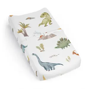 Sweet Jojo Designs Watercolor Dinosaur Dino Boy Baby Changing Pad Cover Sheet Infant Newborn Diaper Table Change Mat Cover Green Slate Blue White Modern Jurassic Nature Animal Steel Turquoise Mustard