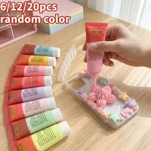 Cream Glue Set 3 Pack/6 Pack/12 Pack (random Colors), Decoden Fresh Cream Glue, Realistic Fake Cream Glue, DIY Decoden Cream for Crafts & Phone Case Decor, Art Supplies