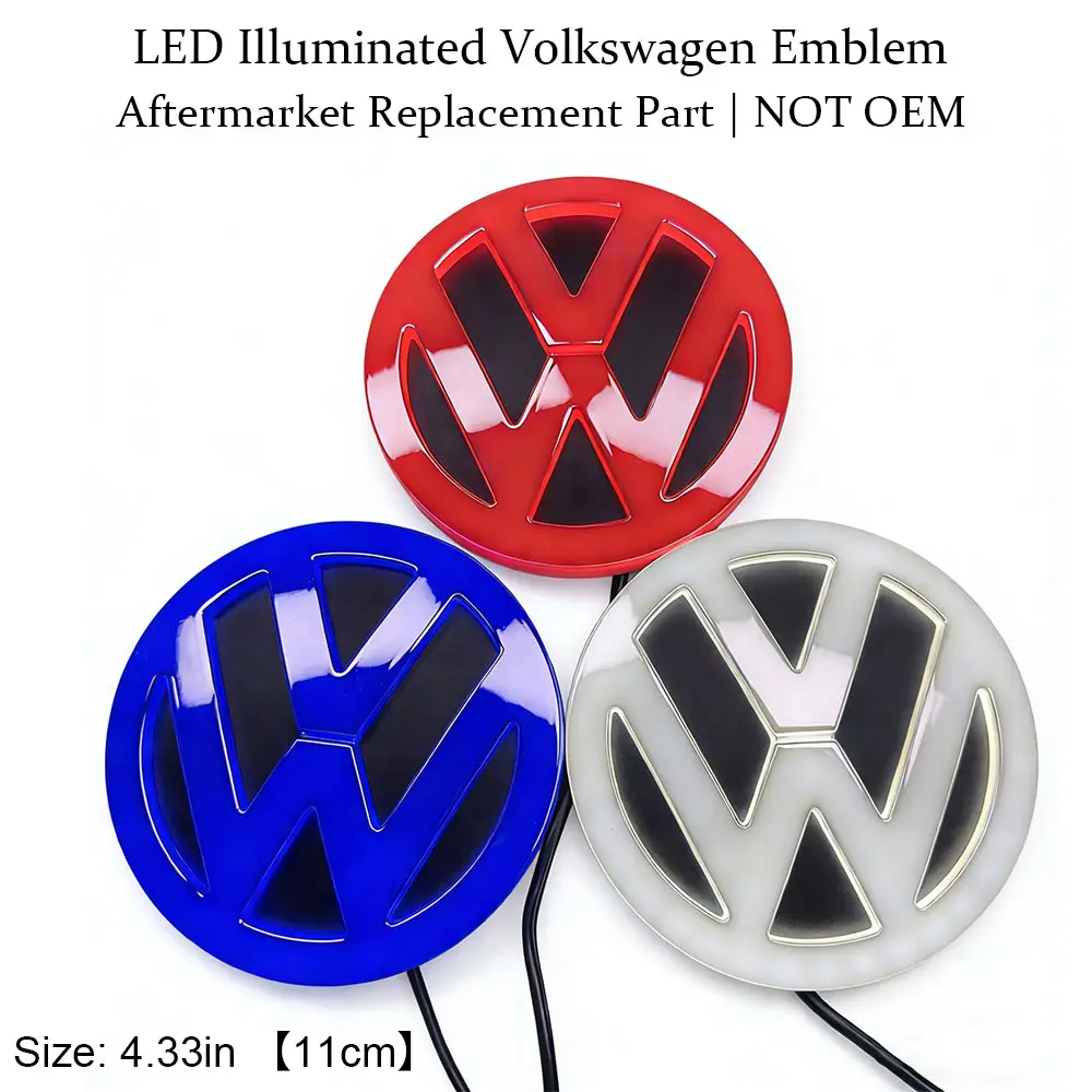 4.33in 4D Luminous LED Logo - Volkswagen Car Front Grill Illumination Accessory, Cool Car Vehicle Exterior Lights, Automotive Decoration, Car Vehicle Decoration