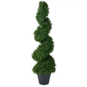 VeriNatural 3FT / 4FT Artificial Boxwood Spiral Topiary Tree – 1-Pack / 2-Pack, 450 Leaves Faux Boxwood Plant, UV Resistant Realistic Potted Tree for Front Door, Entryway, Porch, Outdoor Garden & Patio Decor