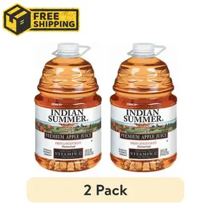 (2 pack) Indian Summer Premium Apple Juice, Fresh Pressed Apples, 128 fl oz.