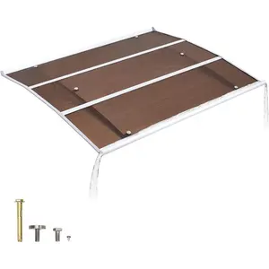 VEVOR Awnings for Door Entrance, 38x 117 in, Exterior Front Door Window Awnings with Drainage ABS Bracket, Rain Snow Sun Protection, Overhang Polycarbonate Door Canopy for Porch Patio, ClearVEVOR Super Brand Day