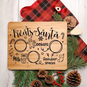 Premium Bamboo Santa Board Christmas Eve Snack Tray - Eco-Friendly Treats for Santa Cookie Plate - Wood
