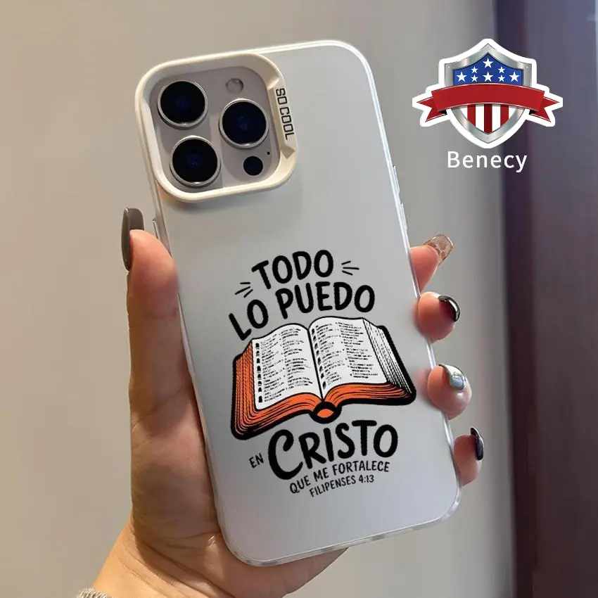 Case for iPhone 17 16 Pro Max 15 Plus 14 13 12 11 XS Air E XR Bible Verse Aesthetic Christian Pattern Shockproof Silicone PC Back Protective Smartphone Cover