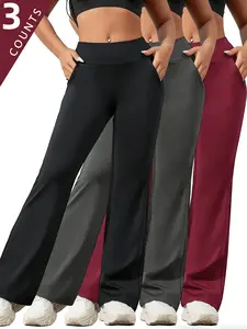 3-Pack Women's Warm Lined High Waisted Flared Pants,All-season design Fitness Flared Pants,Soft Yoga Pants, Women's Clothing, Women's All-season design Clothing SpringStatements