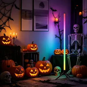 RGB LED Floor Lamp USB Powered, Color Changing Music Sync Sound Activated Mood Light for Gaming Room, Bedroom and Living Room Decor, Tripod Stand Ambient Corner Light for Halloween, Thanksgiving, Christmas