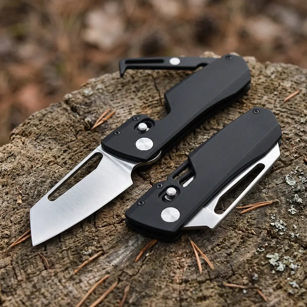 All-Steel Portable Folding EDC Survival Knife Protector - Ergonomic Handle Kitchen Cutlery Accessory, Practical Outdoor Gear Gift for Men, Knives