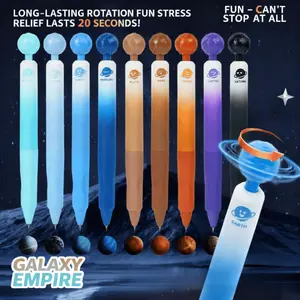9 Planet Rotating Gel Pen Stress Relief Planet Spin Push Black Writing Pen Smooth Continuous Ink Quick Dry DIY Study Office Large Capacity Gel Pen