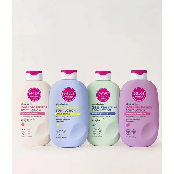 eos Shea Better Body Lotion Vanilla Cashmere, 24-Hour Moisture Skin Care, Lightweight & Non-Greasy, Natural Shea, Vegan, Vanilla Body Lotion, 16 fl oz